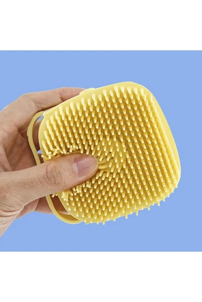 Çok Amaçlı Kese Fırça Şampuan-Deterjan Hazneli Silikon Duş -Pet- Mutfak Fırçası - Resim 4