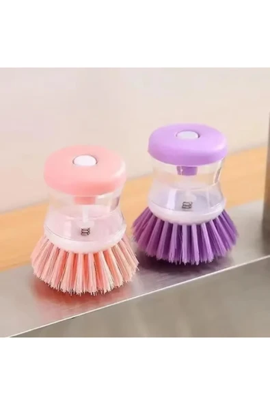 Pratik Sıvı Deterjan Hazneli Bulaşık Fırçası Hazneli Mutfak Banyo Lavabo Yıkama Fırçası 1 Adet - Resim 5