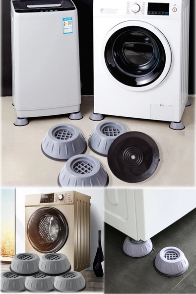 Gri Silikon Tabanlı Ses Ve Titreşim Azaltıcı Ayaklık 4 Adet Çamaşır Makinesi Ve Kurutma Makineleri - 2