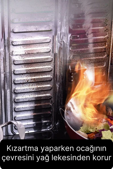 Ocak Fırın Arkası Yağ Sıçrama Koruyucu Katlanır Alüminyum Levha Rüzgar Önleyici Panel Folyo Plaka - Resim 4