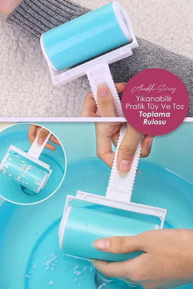 Pratik Silikon Yıkanabilir Pratik Tüy Ve Toz Toplama Rulosu Aparatı | Hayvan Toz Tüy Temizleyici ürün görseli 1