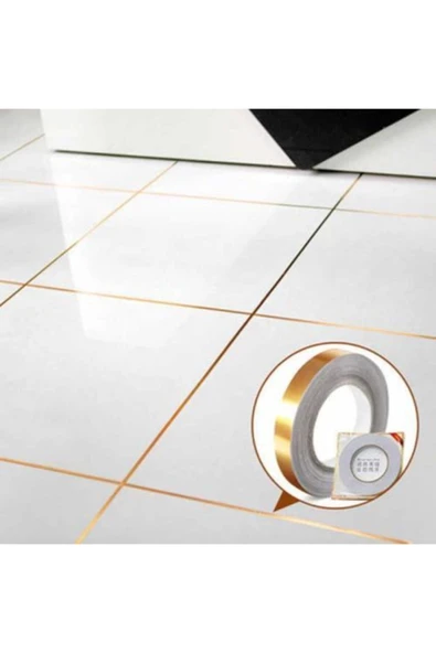 Duvar Dekor 1 Cm 50 Metre Altın Sarısı Fayans Arası Şerit Bant Dekoratif Dekor Bant - Resim 6