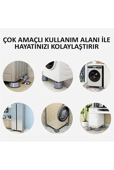 Gri Çamaşır Makinesi Titreşim Engelleyici Stoper 4 Lü Set - Resim 4