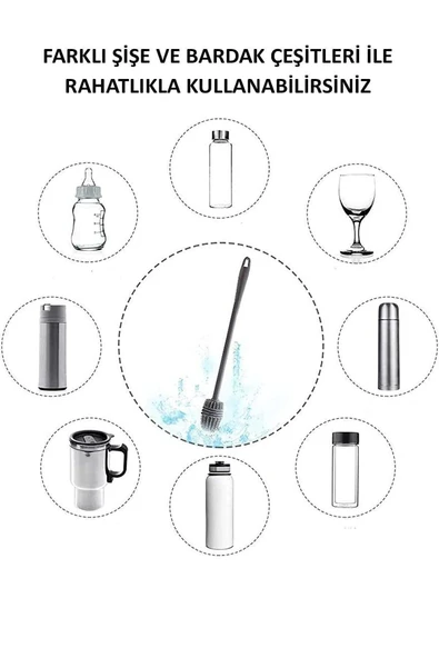 Silikon Fırça Tpr Matara Emzik Biberon Temizleyici Kavanoz Termos Suluk Yağ Şişe Temizleme Fırçası - Resim 4