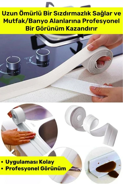 Duş Pvc Lavabo Küvet Tezgah Banyo Mutfak Pencere 3,2 Mt 2 Adet Su Sızdırmaz Geçirmez Yalıtım Bant - Resim 2