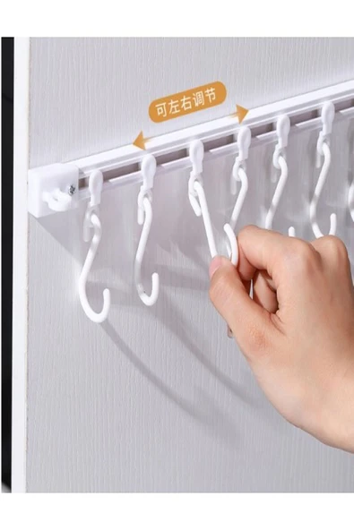 Hareketli 10 Kancalı Kendinden Yapışkanlıı Askı 40cm (GC) - Resim 4