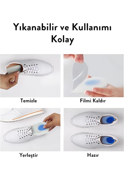 Ortapedik Ayakkabı Topuğu Jel 1 Çift Topukluk Gizli Topuk Boy Uzatıcı Topuk Dikeni Kadın Erkek - Resim 4