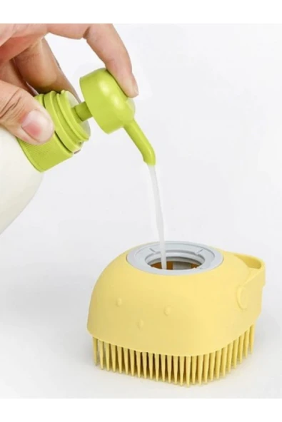 Duş Jeli Ve Şampuan Hazneli Silikon Fırça Kese Masaj Fonksiyonlu Vücut Temizleme Banyo Lifi - 5