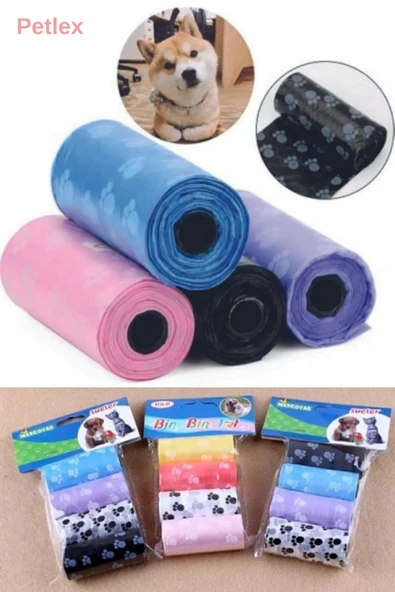 Evcil Hayvan Kedi Köpek Dışkı Poşeti Kaka Toplama Rulosu Torbası 4 Paket - Resim 2