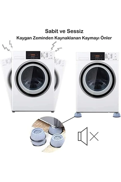 Diyar-ıFırsatShop Makinesi Titreşim Önleyici Kauçuk Ayak Pedleri Çamaşır Makinesi Stoper 4'l - 2