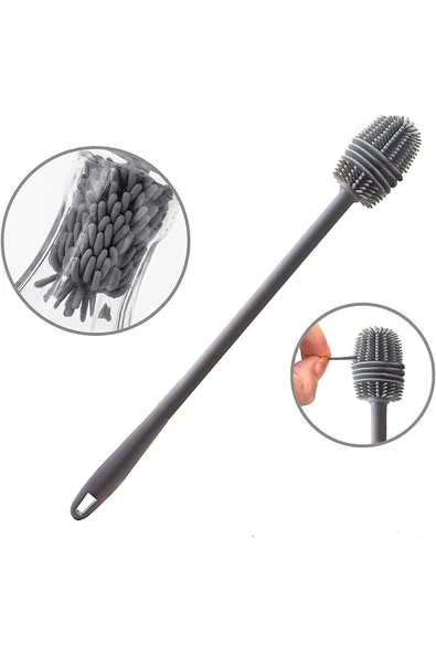 Silikon Fırça Tpr Matara Emzik Biberon Temizleyici Kavanoz Termos Suluk Yağ Şişe Temizleme Fırçası - Resim 3