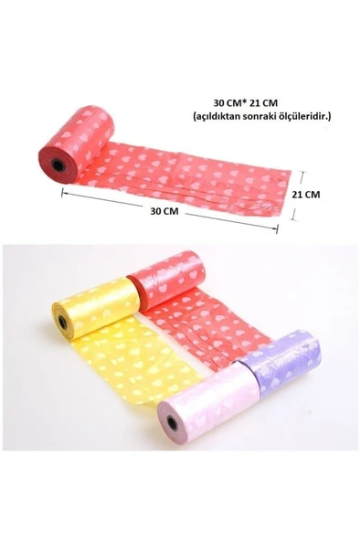 Pati Desenli Kedi Köpek Kaka Poşeti Torbası 4 Adet Toplam 60 Adet 4 Rulo Dışkı Kaka Poşet - Resim 4