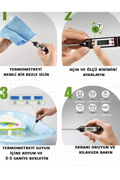 Dijital Gıda Termometresi Yemek Süt Ölçüm Cihazı - 2