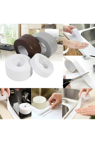 Lavabo Banyo Küvet Mutfak Kenar Su Sızdırmaz Beyaz Bant 3.2m 38mm ürün görseli 1