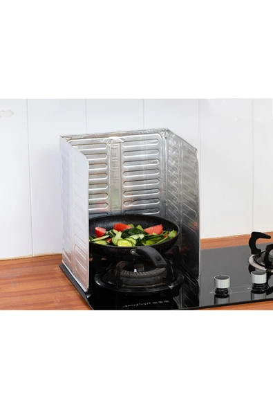 Ocak Yağ Sıçrama Koruyucu Katlanır Alüminyum Levha -Kolay Silinir Piknik Tüpü Rüzgar Önleyici Panel - Resim 4