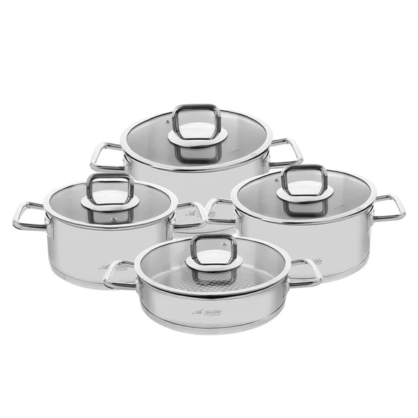 Aryıldız Vento Prestige Çizgili 8 Parça Çelik Tencere Seti ürün görseli