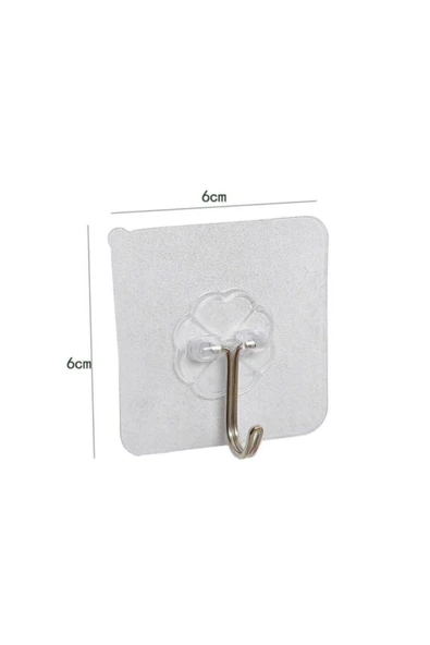 Kendinden Yapışkanlı Şeffaf Askı Metal Kancalı Askılık 5 Adet - Resim 5