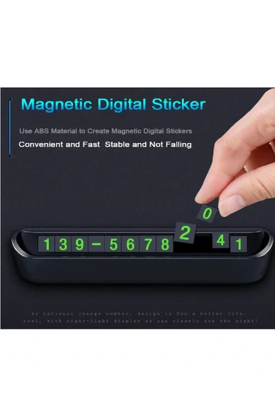 Fosforlu Açılır Kapanabilir Numaratör Ön Torpido Üstü Telefon Numarası Göstergesi Araba - Resim 3