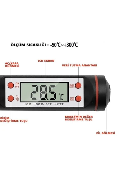 Dijital Gıda Termometresi Et Süt Mama Pasta Sıcaklık Ölçer Yoğurt Mayalamak İçin Yemek Termometre - Resim 5