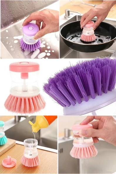 Osso Deterjan Hazneli Kullanışlı Banyo Bulaşık Fırçası Butonlu Pratik Kullanım - Resim 3