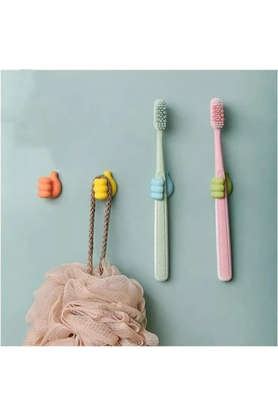 KarışıkRenk 6 Adet Başparmak Kablo Tutucu Yapışkanlı Diş Fırçası Anahtarlık Bitki Tutucu - 3