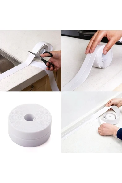 Lavabo Banyo Küvet Mutfak Kenar Su Sızdırmaz Beyaz Bant 3.2m 38mm ürün görseli 1