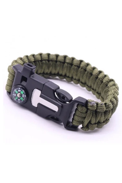 Haki Survıval Kamp Bileklik Düdük Çok Amaçlı ürün görseli 1