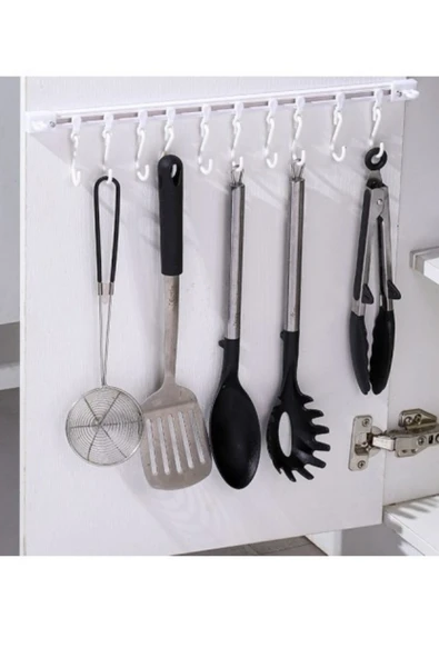 Pratik Hareketli 10 Kancalı Kendinden Yapışkanlı Askı 40cm Çok Amaçlı Kanca Askı - Resim 5