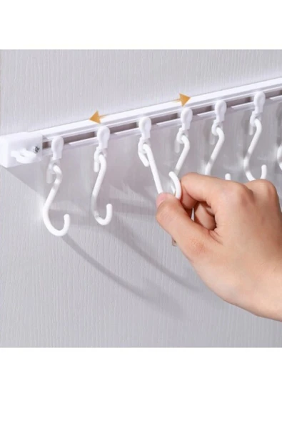 Pratik Hareketli 10 Kancalı Kendinden Yapışkanlı Askı 40cm Çok Amaçlı Kanca Askı - Resim 2