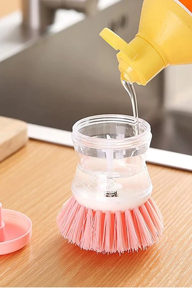 Deterjan Hazneli Bulaşık Yıkama Fırçası – Bulaşık Süngeri Ve Fırçası - Resim 3