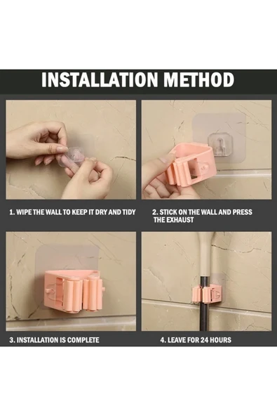 Duvara Monte Mop Paspas Tutucu 4 Adet - Resim 4