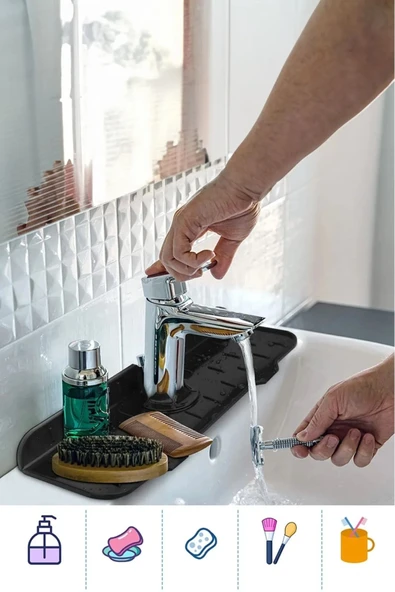 Lavabo Bataryası Musluk Altı Su Emici Matı Su Sızdırmaz Önleyici Mat - Resim 4