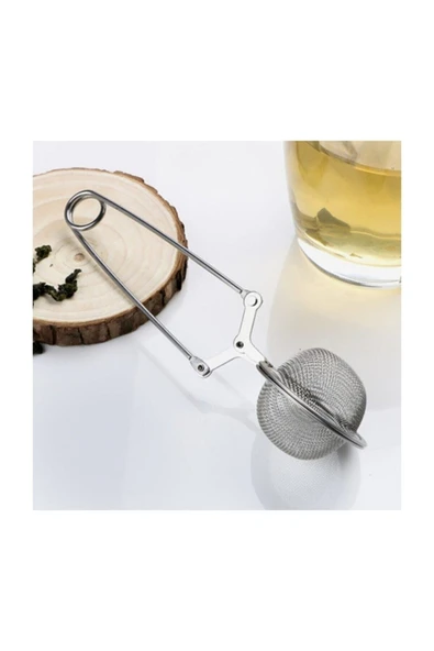 Paslanmaz Çelik Bitki Çayı Süzgeci Yeşil Çay Demleme Süzgeci - Maşalı Bitki Çayı Süzgeç - Resim 4