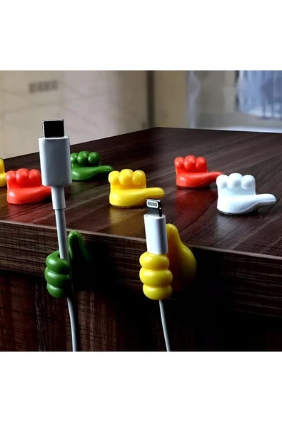 KarışıkRenk 6 Adet Başparmak Kablo Tutucu Yapışkanlı Diş Fırçası Anahtarlık Bitki Tutucu - 5