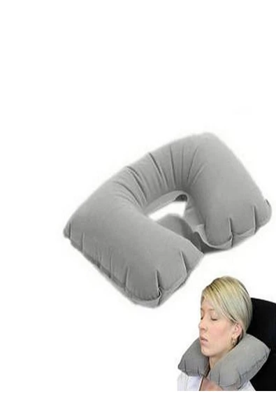 Ortopedik Şişme Seyahat Yastığı Boyunluk Taşınabilir Portatif Şişme Yastık ürün görseli 1