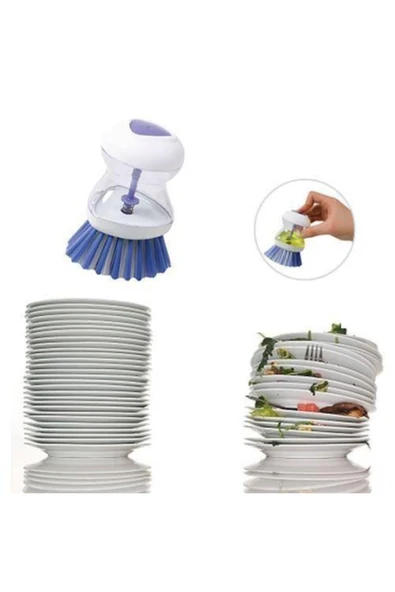 Deterjan Hazneli Tencere Tava Tabak Bulaşık Yıkama Fırçası Sünger - Resim 2