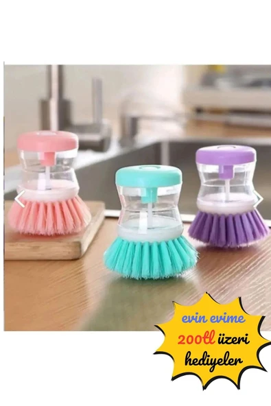 Sıvı Deterjan Hazneli Bulaşık Fırçası Karışık Renk ürün görseli 1