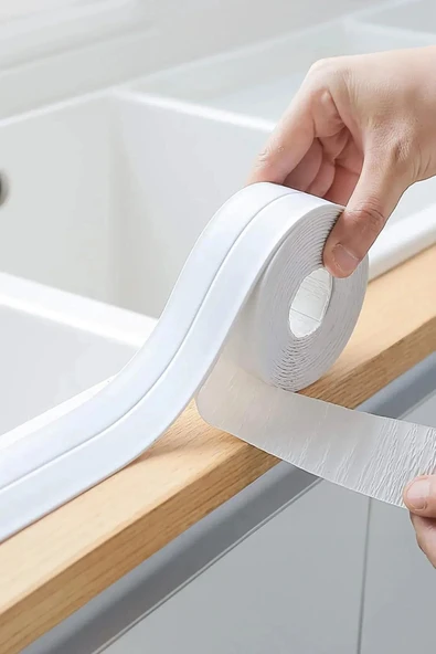 Lavabo Banyo Küvet Mutfak Kenar Tamir Su Sızdırmaz Beyaz Bant 3.2m 38mm - Resim 6
