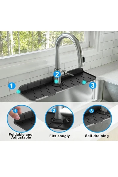 Premium Kalite Evye Mutfak Lavabo Bataryası Musluk Altı Su Emici Matı Su Sızdırmaz Önleyici Mat - Resim 4