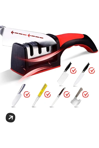 Profesyonel Bıçak Bileyici 3 Açılı Elmas Seramik Tungsten Çelik El Bıçakları Ergonomik Saplı Bileme - Resim 2