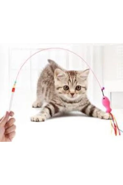 Kedi Oyun Oltası 90 Cm Balık Yakalama Sesli Çıngıraklı Oyuncağı - Resim 2