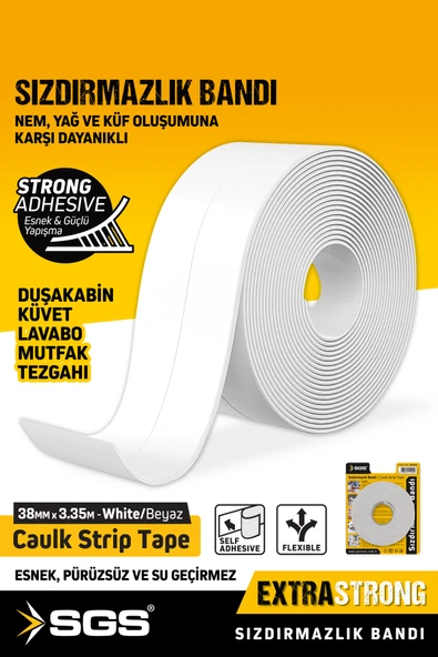SGS1240 3.35M Banyo Küvet Mutfak Lavabo Beyaz Su Sızdırmaz Bant Su Geçirmez Kenar Bandı Sızdırmazlık ürün görseli 1