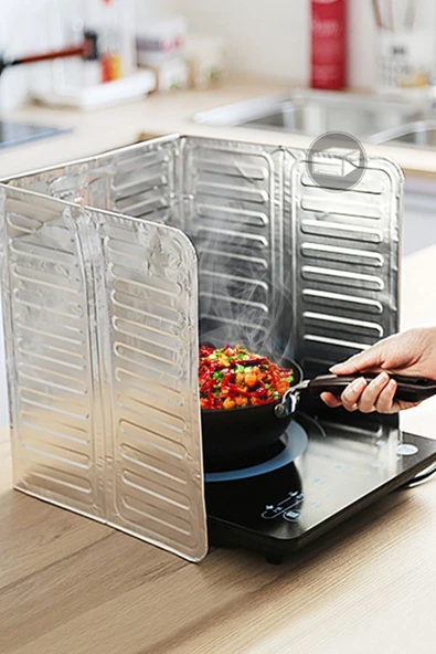 Ocak Yağ Sıçrama Koruyucu Katlanır Alüminyum Levha -Kolay Silinir Piknik Tüpü Rüzgar Önleyici Panel - Resim 3