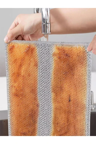 Main Shop 5 Adet Tel Bulaşık Bezi Çizmez Bulaşık Teli Çelik Bez 20x20 Cm Çift Katmanlı M-602 - Resim 3