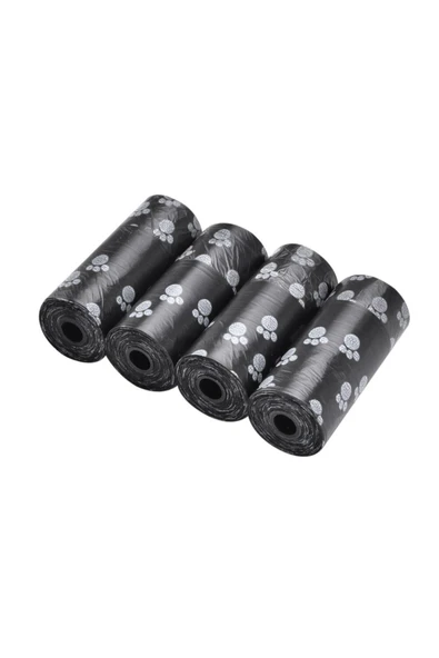 Pati Desenli Kedi Köpek Kaka Poşeti Torbası 4 Adet Toplam 60 Adet 4 Rulo Dışkı Kaka Poşet ürün görseli 1