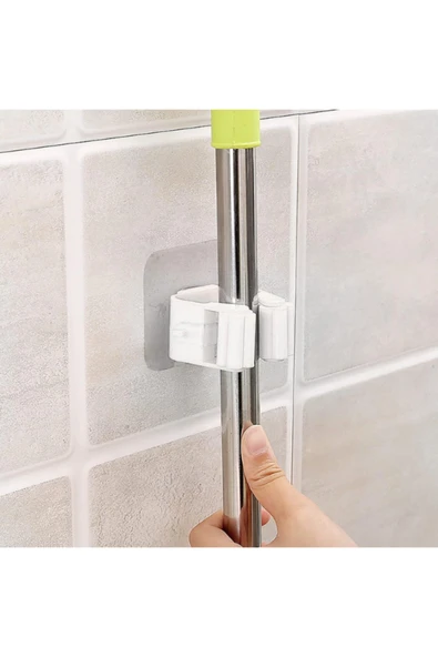 Mop Askısı Pratik Süpürge Ve Paspas Tutucu Duvar Askısı 4 Adet - Resim 2