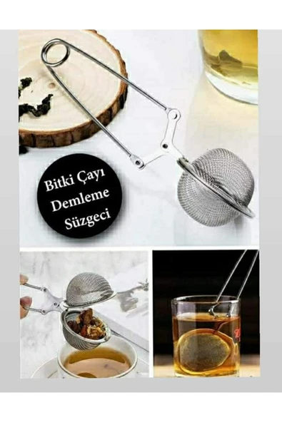 Paslanmaz Çelik Bitki Çayı Süzgeci Yeşil Çay Demleme Süzgeci - Maşalı Bitki Çayı Süzgeç ürün görseli 1