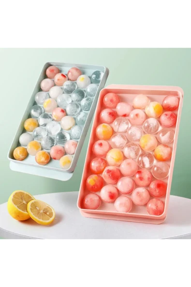 Küre Buz Kalıbı Kapaklı 33 Hazneli Yuvarlak Buz Kalıbı Kokteyl Sunum Buz Kalıbı - Resim 2