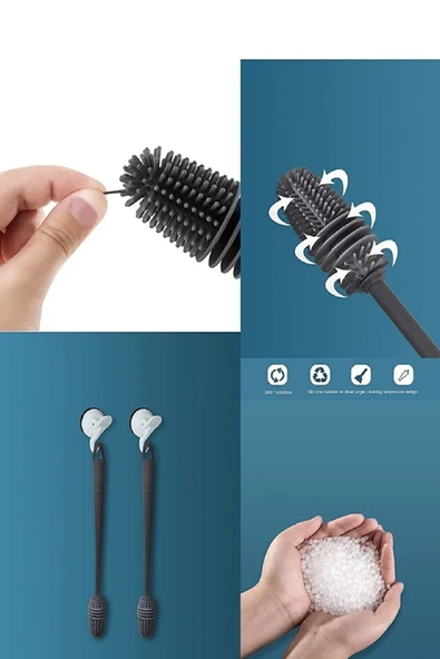 Silikon Bardak Tabak Cam Şişe Fincan Yıkama Fırçası Çok Fonksiyonlu Bulaşık Temizleme Fırçası - 4