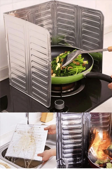 Aveo 1 Adet Katlanır Alüminyum Folyo - Ocak Arkası Yağ Koruyucu - Kolay Temizlenir Piknik Tüp Rüzgar Koruyucu Levha (32.5x84cm) ürün görseli